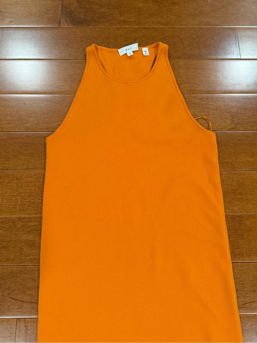 A.L.C. Orange Cotton Blend Stretch Racerback Sleeveless Marc Dress Sz. M - Picture 3 of 8
